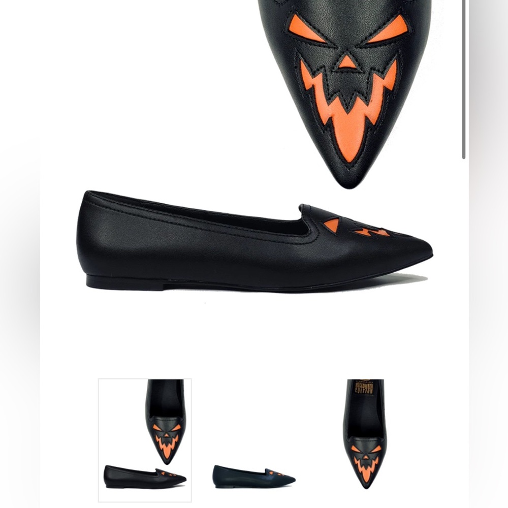 Strange Cult Dagger Scary Jack Black/Orange Flats